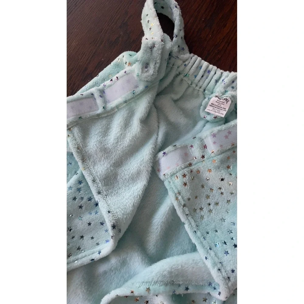 Girls Spa Wrap iscream Soft Fabric Periwinkle Blue metallic stars